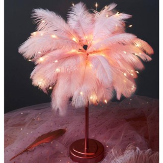  Đèn bàn lông vũ Chiếu sáng phòng ngủ Sáng tạo Đơn giản Đèn ngủ hiện đại Phòng cưới Trang trí Quà tặng sinh nhật 