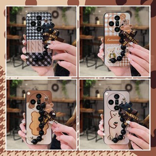 Back Cover phone case Phone Case For OPPO Find X7 Dirt-resistant Bear bracelet cute silicone Cartoon soft case Simplicity