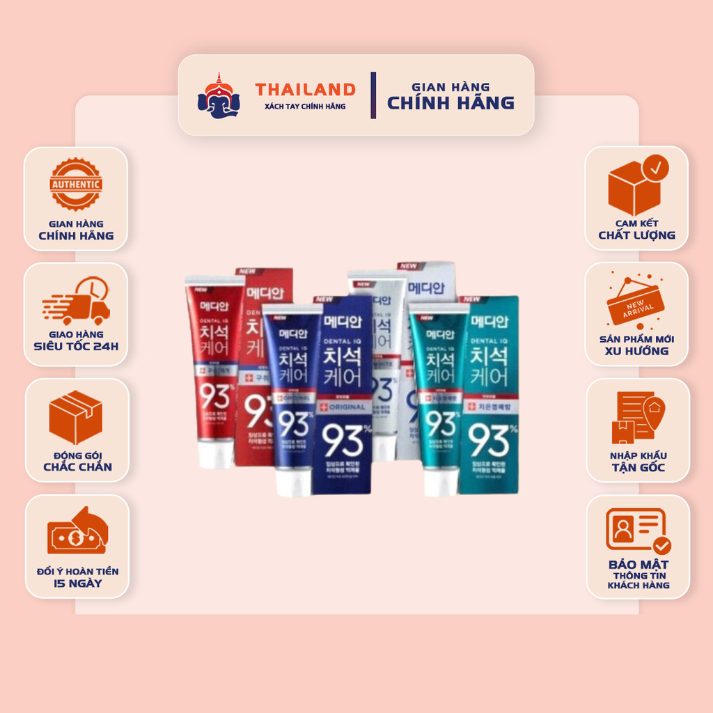 Kem đánh răng Hàn Quốc MEDIAN DENTAL IQ 93% 120g, Kem đánh răng Median 93% giúp trắng răng, ngừa sâu