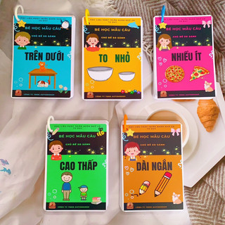 [Autismshop]Học liệu 100 thẻ bé học mẫu câu chủ đề so sánh