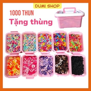   TẶNG THÙNG  Combo 1000 Thun Cột Tóc Bọc Vải Nhiều Màu Cho Bé Co Dãn Không Đứt Tóc - Chun Buộc Tóc Dumi Shop 