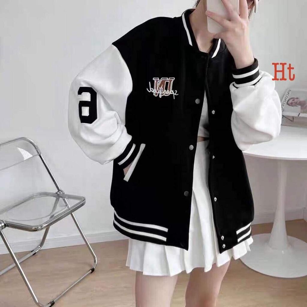 Áo khoác Bomber nỉ Uni tay 6