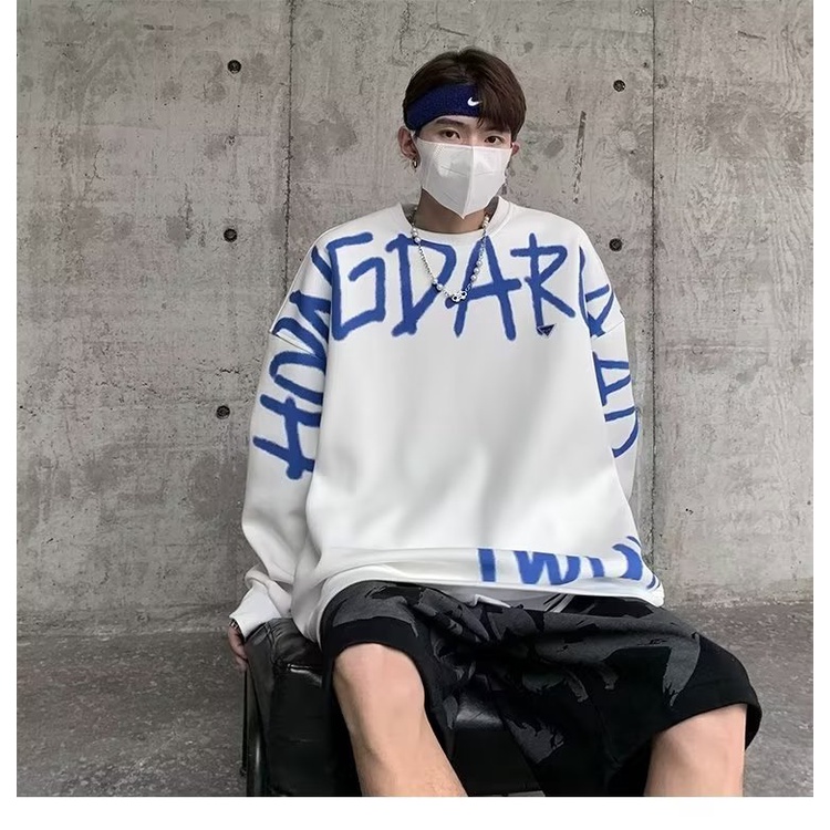 Áo Thun Tay Dài Cổ Tròn Dáng Rộng Thời Trang Cho Nam Giới size m-8xl