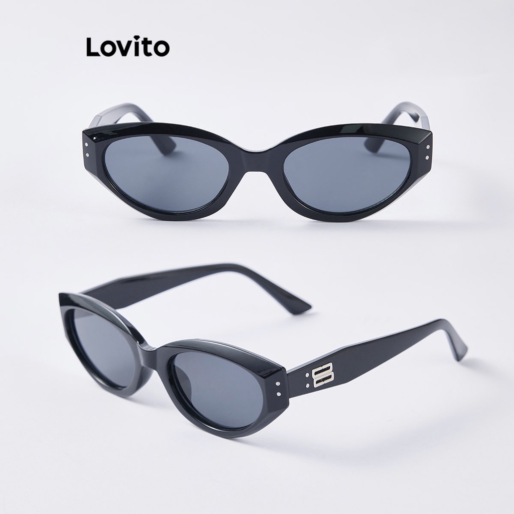 Kính mát Lovito mắt mèo màu trơn đơn giản thường ngày cho nữ L63AD257