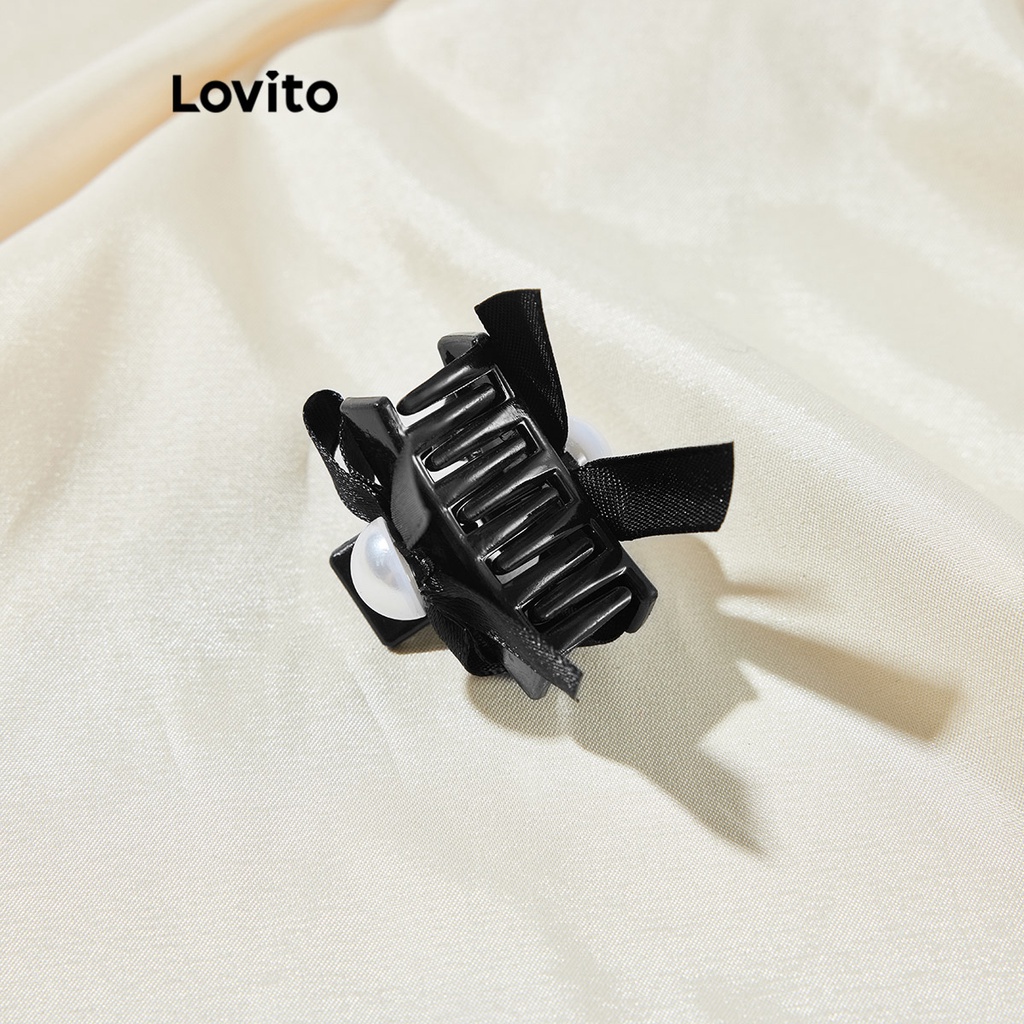 Kẹp tóc Lovito đính ngọc trai màu trơn thường ngày cho nữ L63AD141