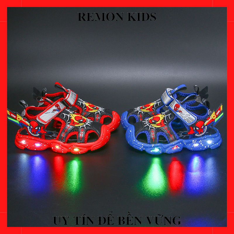 Sandal siêu nhân nhện Spider-man phát sáng đế mềm,êm chân chống trơn trượt  cho bé đi học,đi chơi