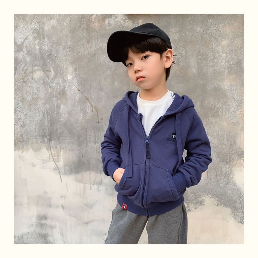 Áo Khoác hoodie Thể Thao Có Khóa Kéo Thời Trang Xuân Thu Cho Bé Trai