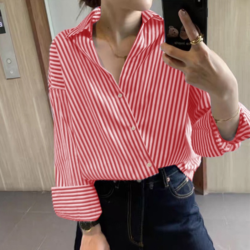 Zanzea Áo Sơ Mi Nữ Dài Tay Cổ Bẻ Thời Trang Hàn