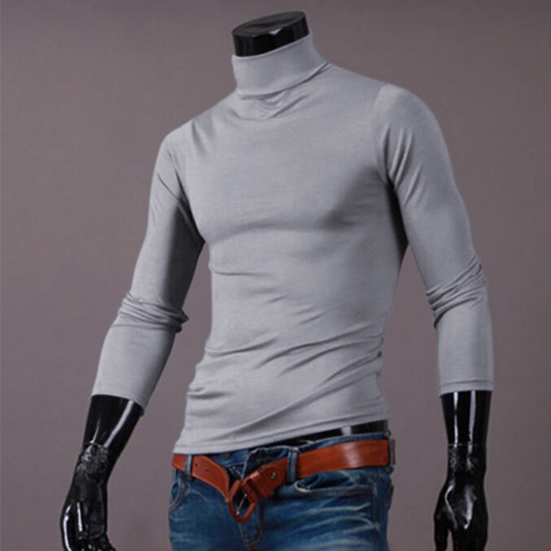 Áo Thun Tay Dài Cổ Cao Đơn Giản Thời Trang Cho Nam