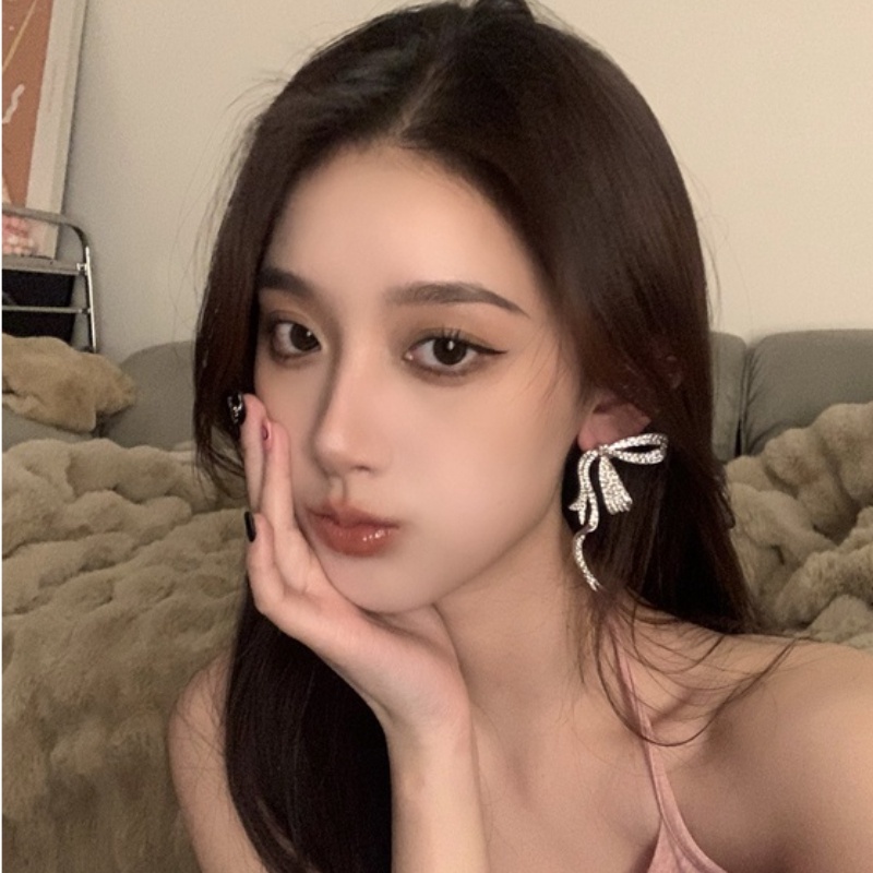 Đôi Khuyên Tai Dáng Dài Đính Nơ Ruy Băng Sang Trọng Lãng Mạn Cho Nữ