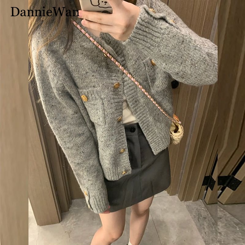 DannieWan Áo Len áo khoác cardigan áo cardigan Thời trang hàn quốc WMY23903H2 37Z230912