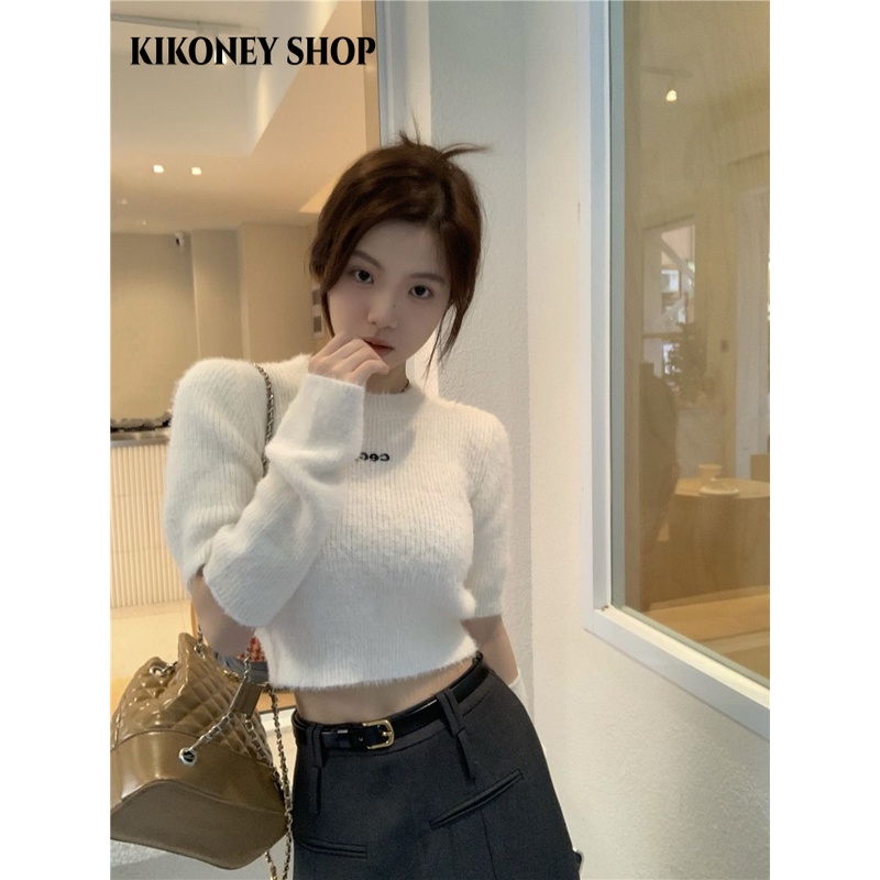 KIKONEY SHOP Áo Len áo khoác cardigan hàn quốc WXF2390VWN 37Z230912