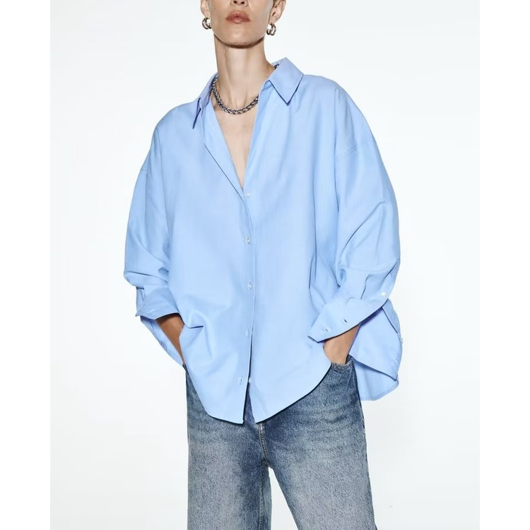 Zara Áo Sơ Mi Dài Tay Dáng Rộng Thời Trang Mùa Thu Dành Cho Nữ 8372060