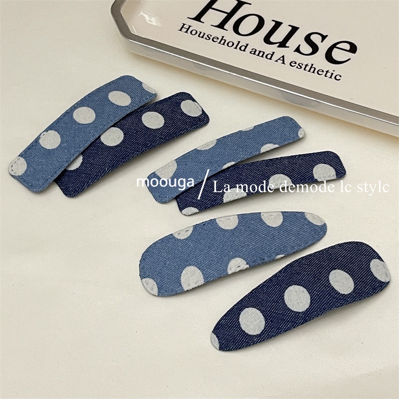 Kẹp Tóc moouga / retro Họa Tiết Hình Học Bằng Vải denim Cho Nữ