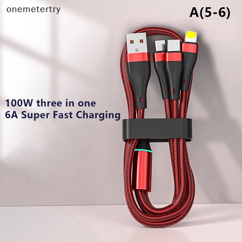 Dây Cáp Sạc Nhanh 100w 6a usb Sang type c 3 Trong 1 Chất Lượng Cao Cho huawei xiaomi samsung