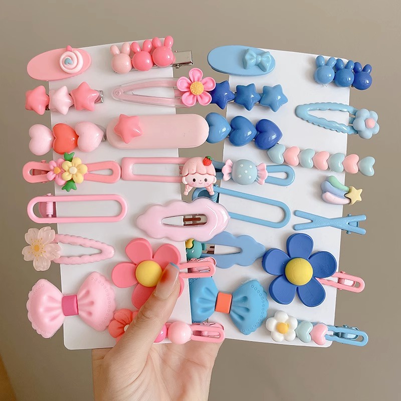 Set 14 Kẹp Tóc Nhiều Màu Sắc Dễ Thương Cho Bé Gái
