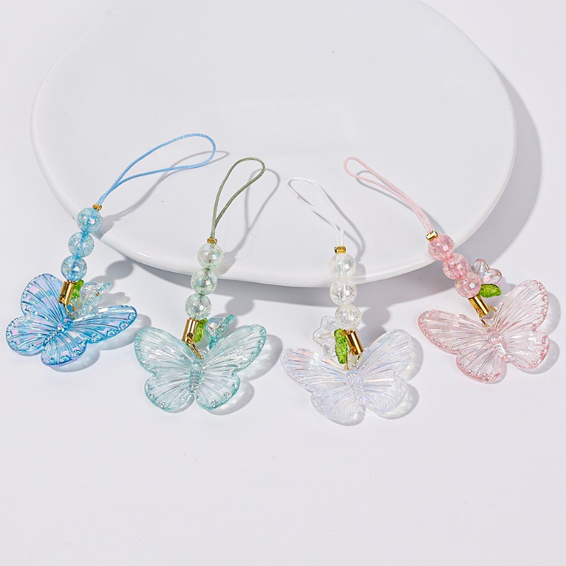 Dây Đeo Điện Thoại acrylic Nhiều Màu Sắc Hình Bướm Chống Mất