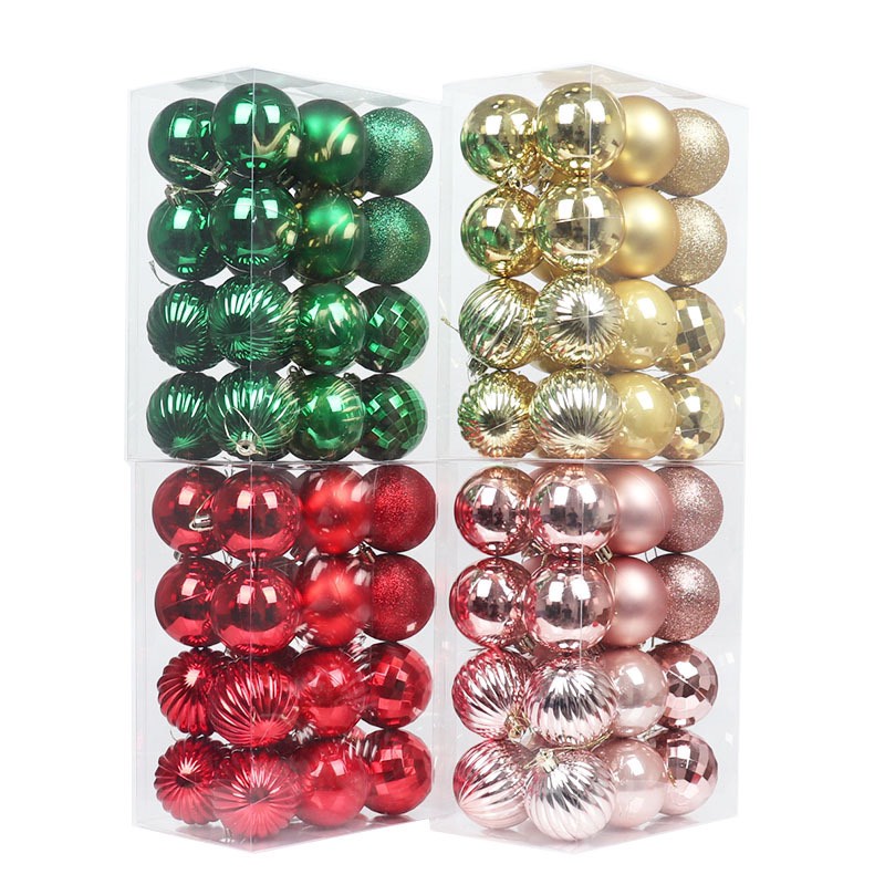 Set Châu Trang Trí Treo Cây Thông 24, 36 Quả Châu E6 8cm Trang Trí Giáng Sinh