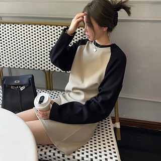 Đầm sweater Cổ Tròn Tay Dài Dáng Rộng Phong Cách Hàn Quốc Thời Trang Mùa Thu Mới 2023