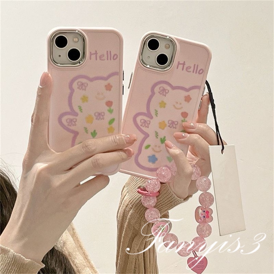 Ôp Điện Thoại Hình Gấu Hồng Dễ Thương Cho iphone 15 14 13 12 11 pro max x xr xs max 8 7 6 6s plus se 2020 Ốp