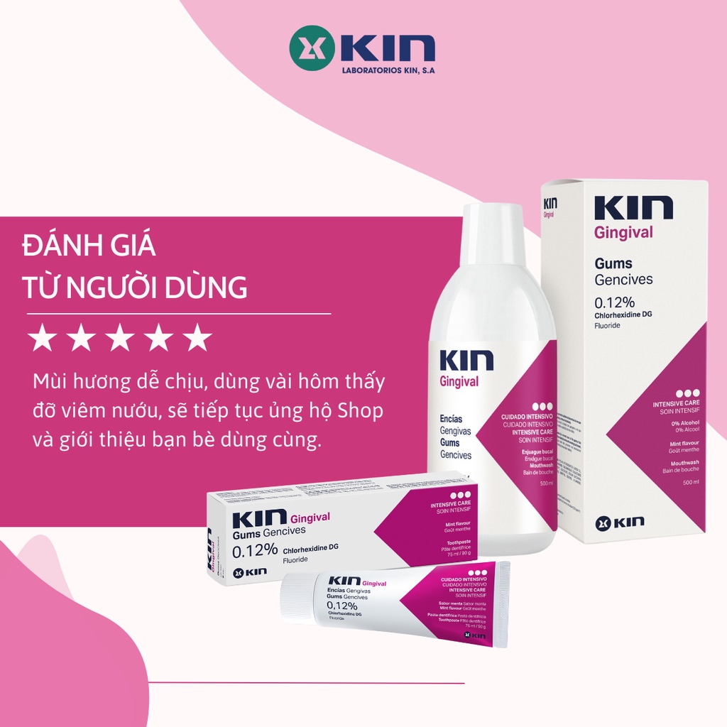 Combo Nước Súc Miệng Và Kem Đánh Răng Kin Gingival Cho Viêm Nướu, Hôi Miệng 250ml/75ml