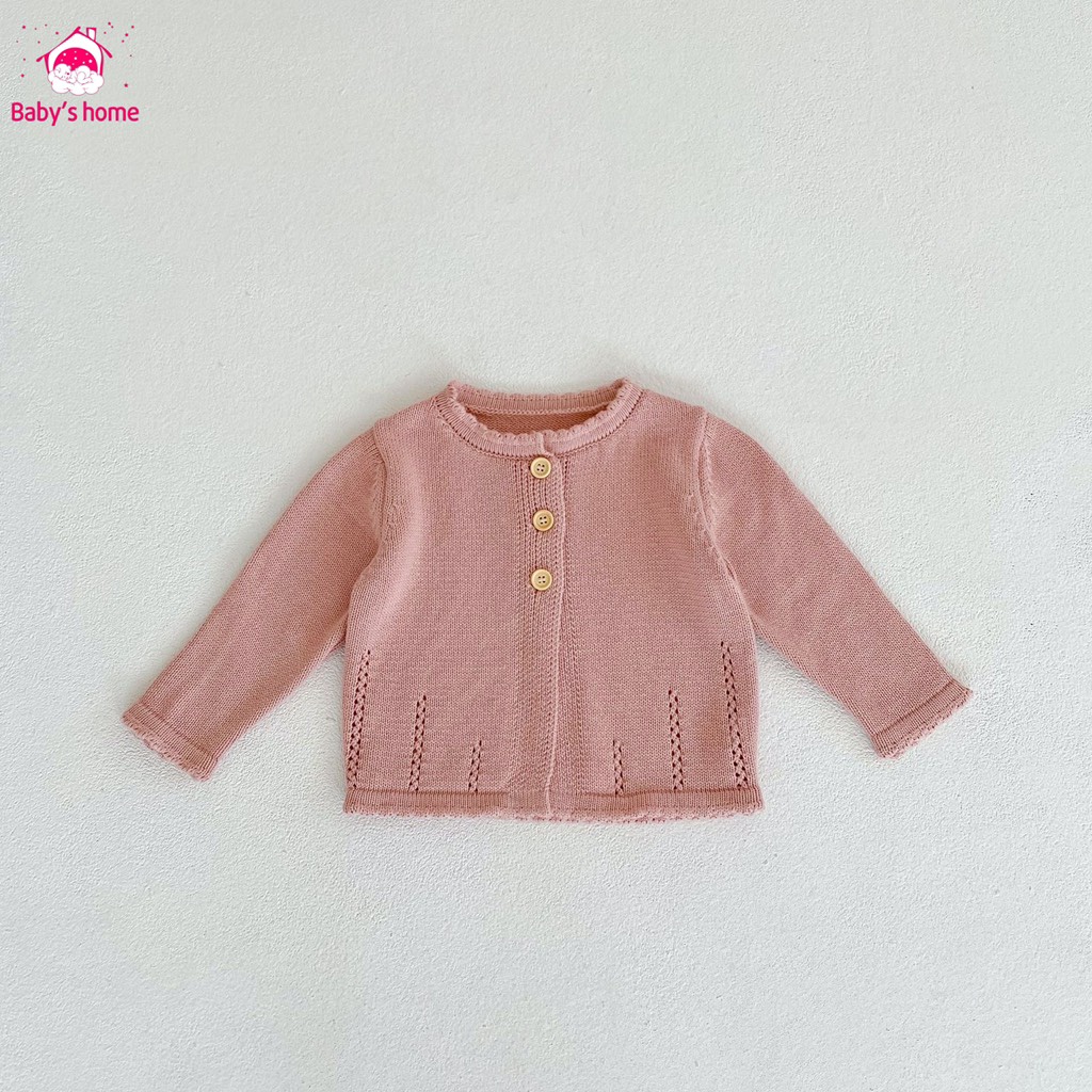 Áo khoác len, Áo khoác len mỏng, áo carigan trơn có 2 màu cho bé gái từ 5kg trở lên - Baby's home có sẵn