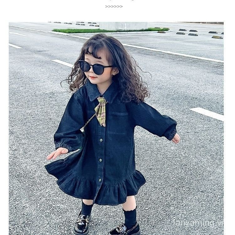 Đầm denim Mỏng Phong Cách Công Chúa Thời Trang Xuân Thu Mới 2023 Cho Bé Gái