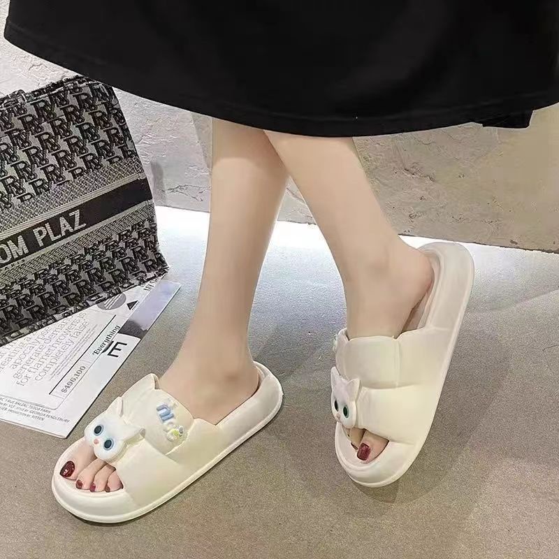 Dép Quai Ngang Nữ Đi Trong Nhà Chống Trượt In Hình Mèo