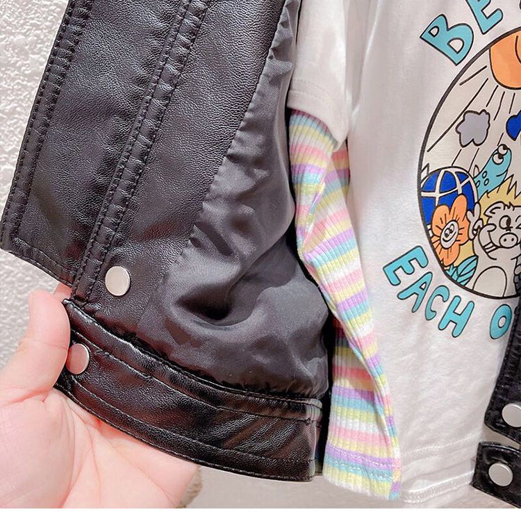 Áo Khoác Da Phong Cách Phương Tây Thời Trang Mùa Thu Cho Bé Gái