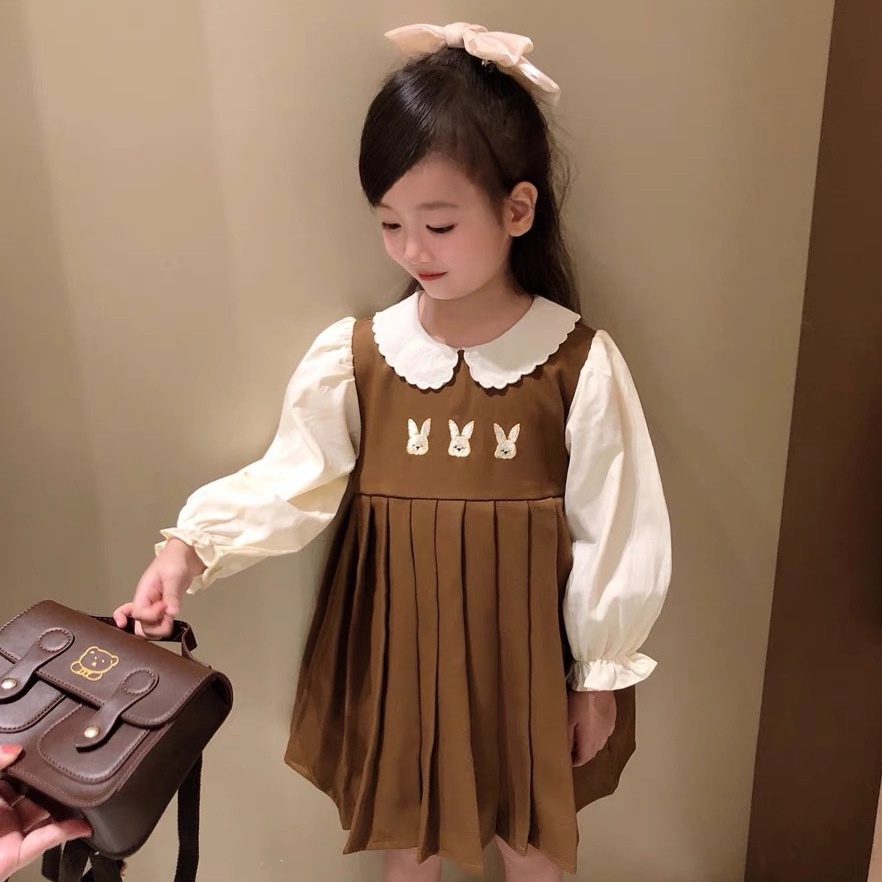 Đầm Bé Gái Màu Nâu Dễ Thương Thời Trang Mùa Thu 2023