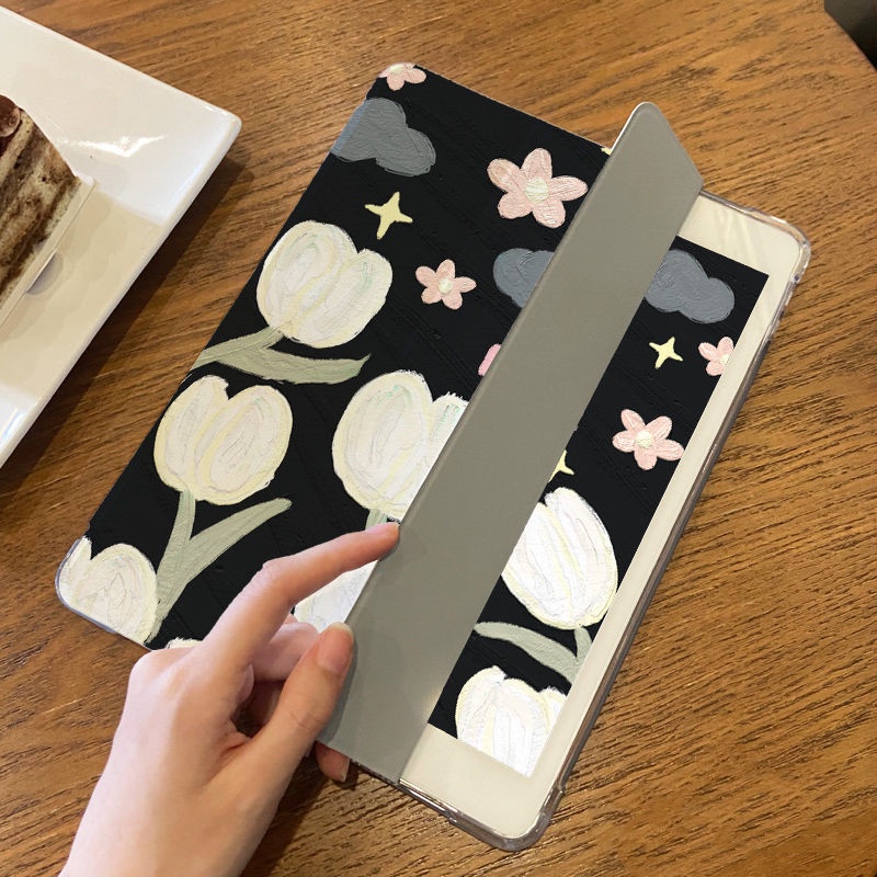 Ốp Máy Tính Bảng Mềm Hình Hoa Có Khe Đựng Bút Chì Cho ipad gen7 / 8 / 9 gen10 pro11 "pro12.9" air4 air5 mini6
