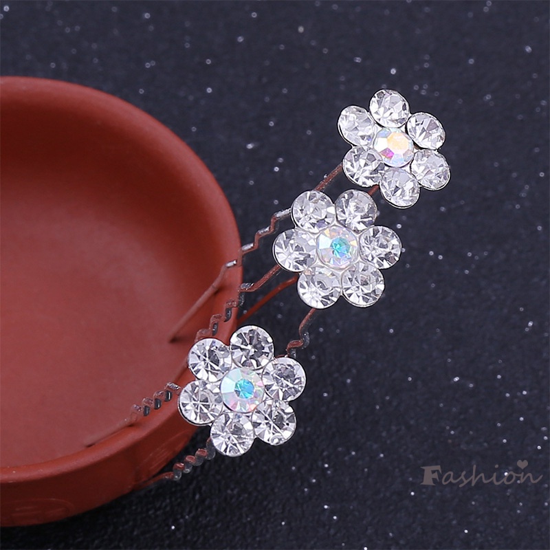 Trâm Cài Tóc Chữ u Hình Hoa Hồng Đính Pha Lê Phong Cách Hàn Quốc Đơn Giản Cho Cô Dâu