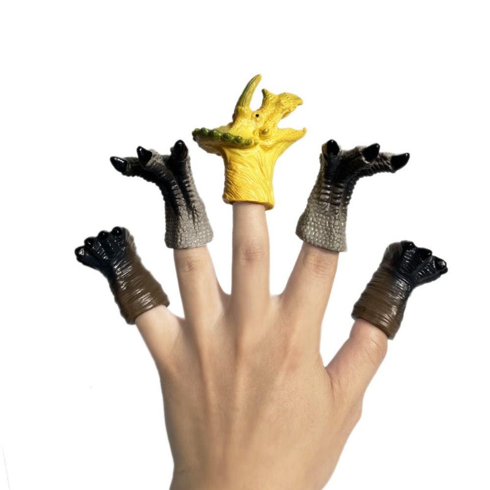 Bộ 5 Con Rối Đeo Ngón Tay Tạo Hình Khủng Long Hoạt Hình Nhiều Màu Sắc Bằng Cao Su