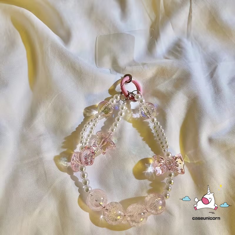 Dễ Thương Dây Đeo Điện Thoại Trong Suốt Đính Hạt Hình Chú Gấu Đáng Yêu