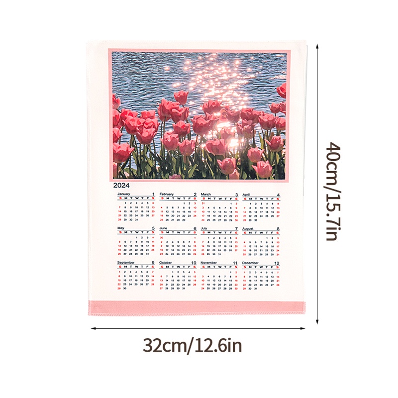Lịch Vải Treo Tường Họa Tiết Hoa tulip Lãng Mạn Trang Trí Nhà Cửa
