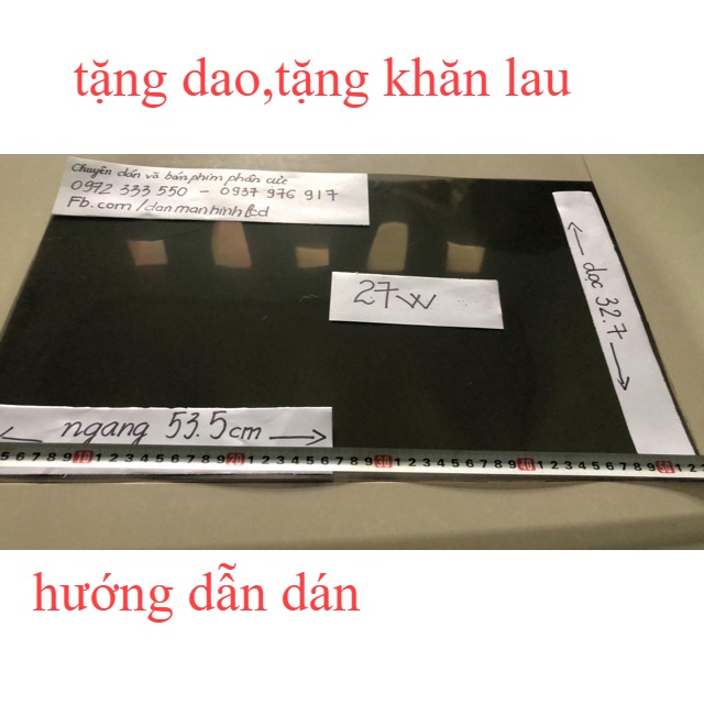 Film phân cực 24 in wide   để dán màn hình LCD tặng dao,tặng khăn,hướng dẫn dán film đa năng , phim phân cực