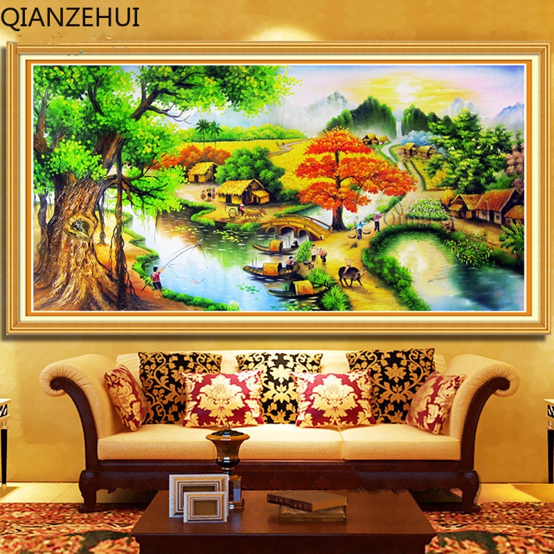 Bộ Tranh Thêu Chữ Thập 11ct diy Hình Phong Cảnh Đẹp Mắt