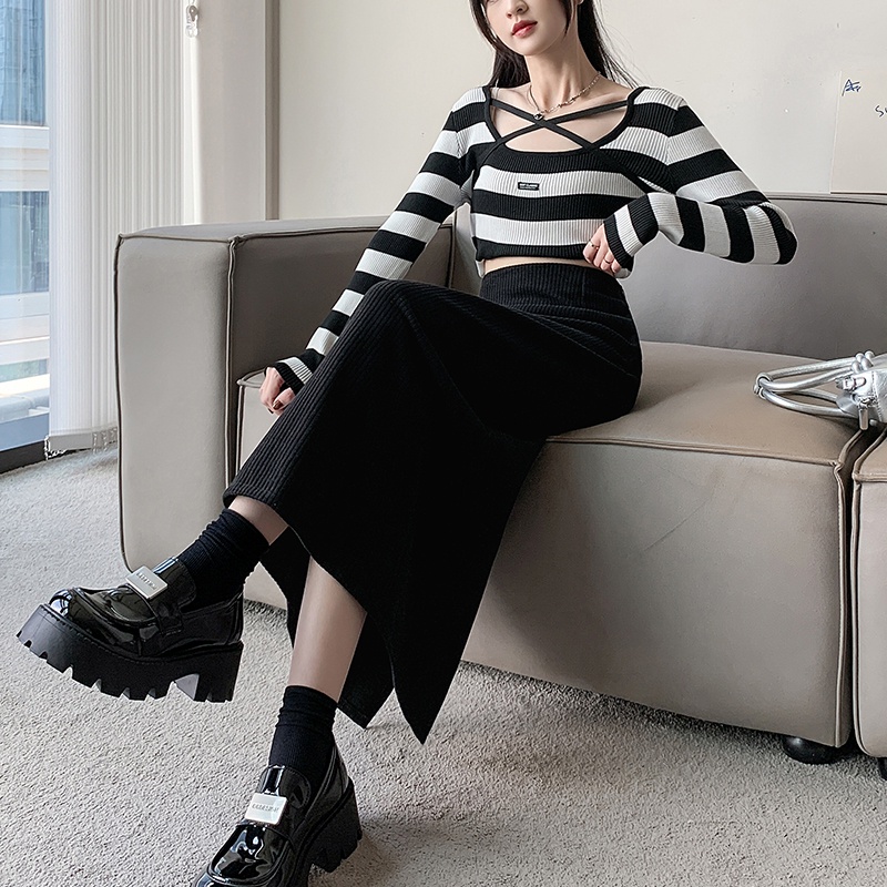Chân Váy Dài Qua Gối Dáng Chữ a Lưng Cao Bằng Vải cashmere Kích Thước m-4xl Thời Trang Cho Nữ