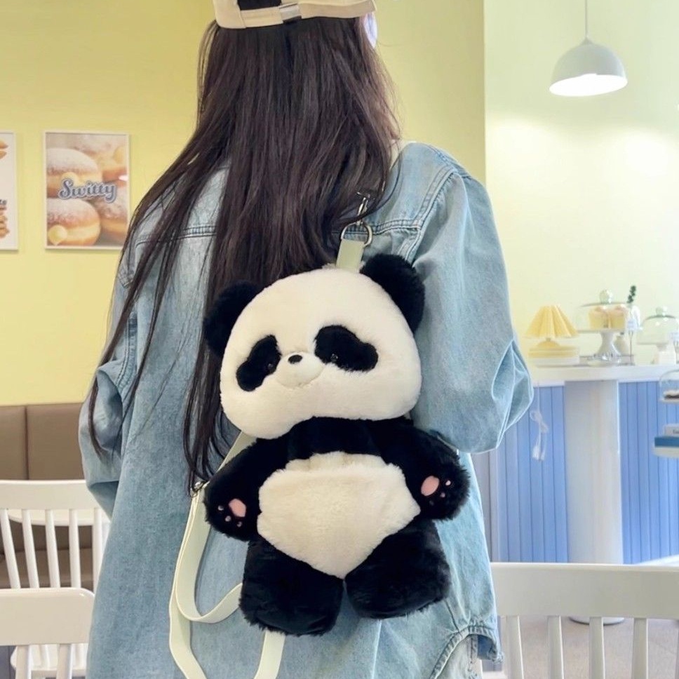 Ba Lô Hình Gấu Trúc Nhồi Bông Mềm Mại Dễ Thương Phong Cách Nhật Bản