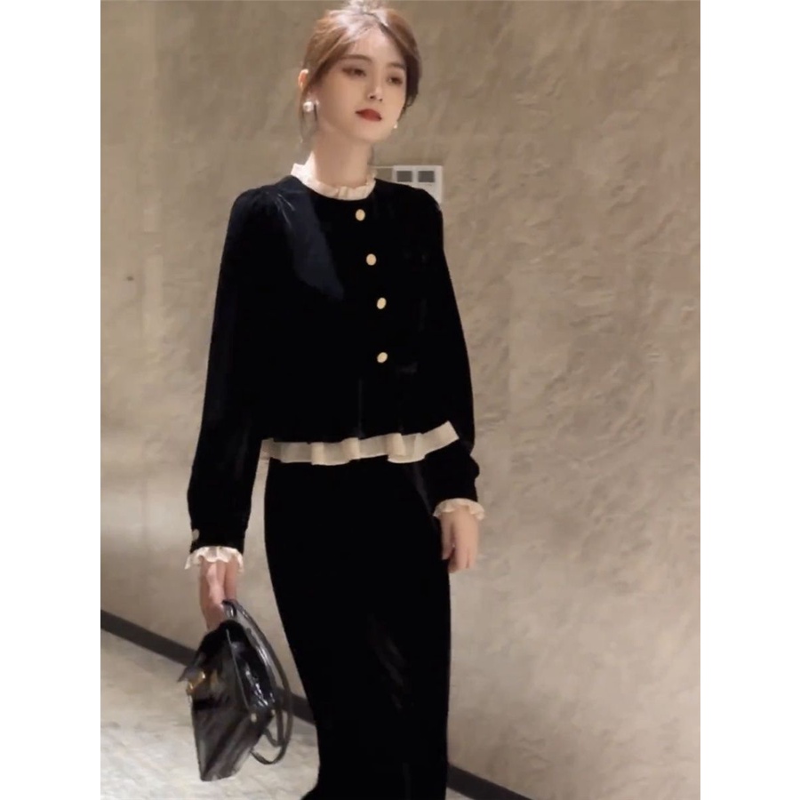 Đầm Ren Giả Hai Mảnh Eo Cao Vừa Phải Phong Cách Zhiyun Mùa Thu