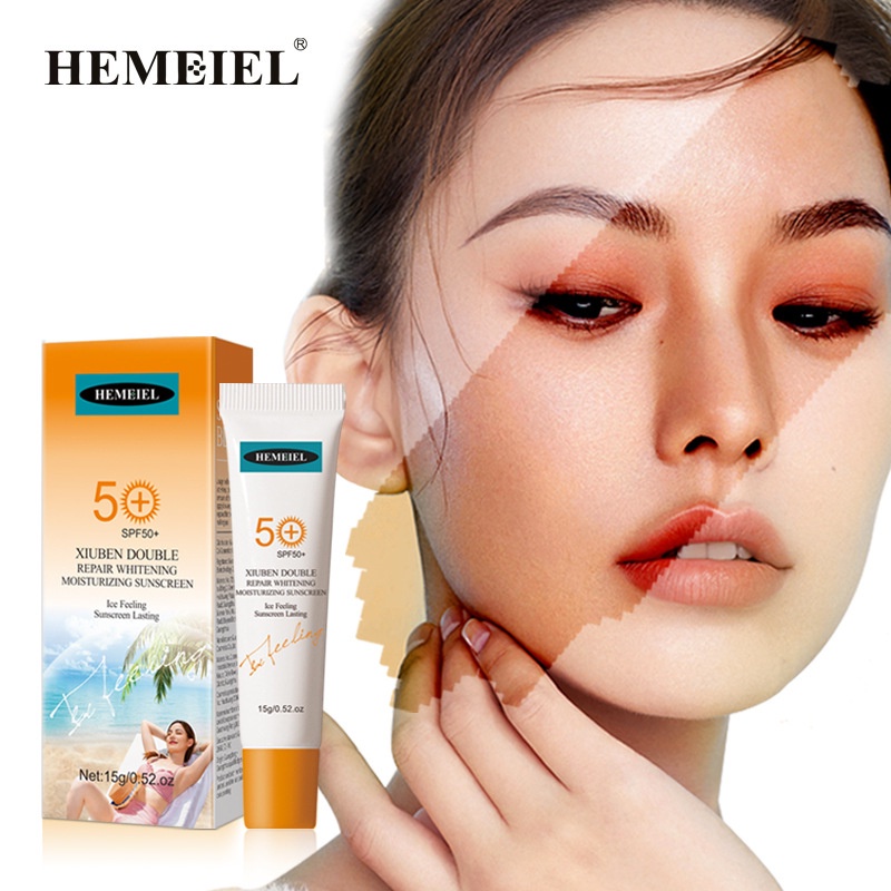 Sản phẩm chăm sóc da Kem chống nắng dưỡng ẩm Kem chống nắng làm trắng Kem chống nắng sảng khoái 15g Kem chống nắng 45 * 30 * 115mm Kem chống nắng thoáng khí Sản phẩm chăm sóc da mặt heby1