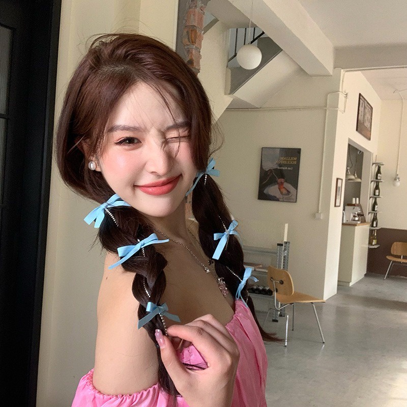 Set 1 / 8 Kẹp Tóc Nơ Ruy Băng Dễ Thương Thời Trang Hàn Quốc y2k