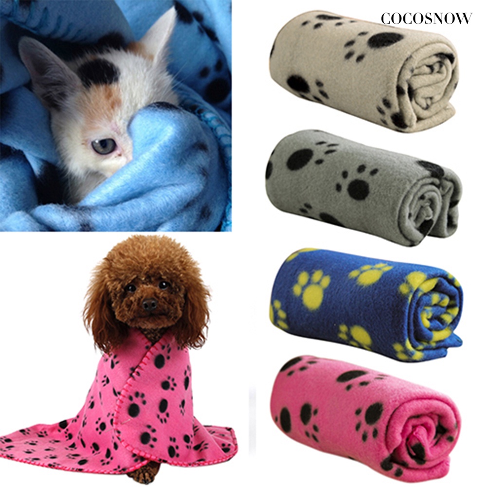 Chăn Giữ Ấm Mùa Đông Bằng Lông Cừu Mềm Mại In Hình Dấu Chân Chó Mèo Cho Thú Cưng