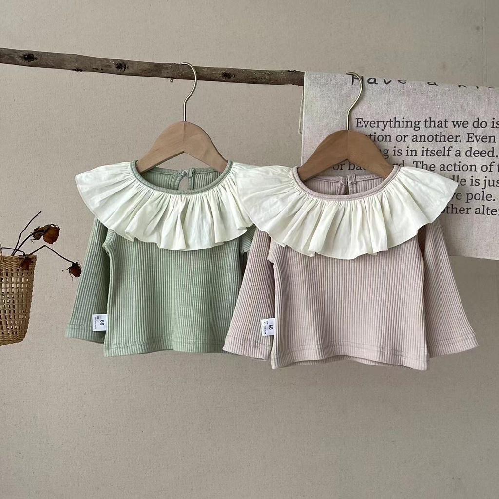 Áo Thun Tay Dài Họa Tiết Sọc Thời Trang Xuân Thu Cho Bé Gái