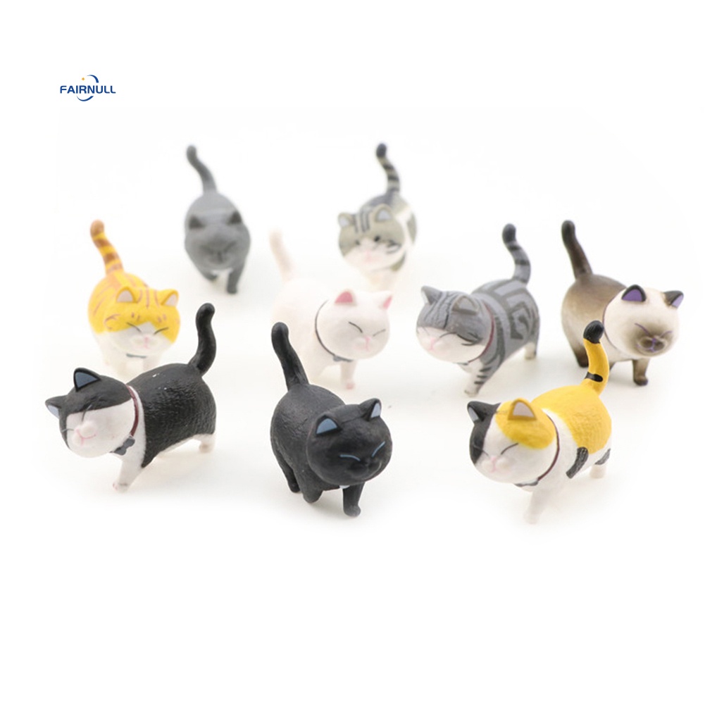 Fairnull Set 9 Đồ trang trí Mèo Hoạt Hình Trang Trí Bánh Kem Để Bàn
