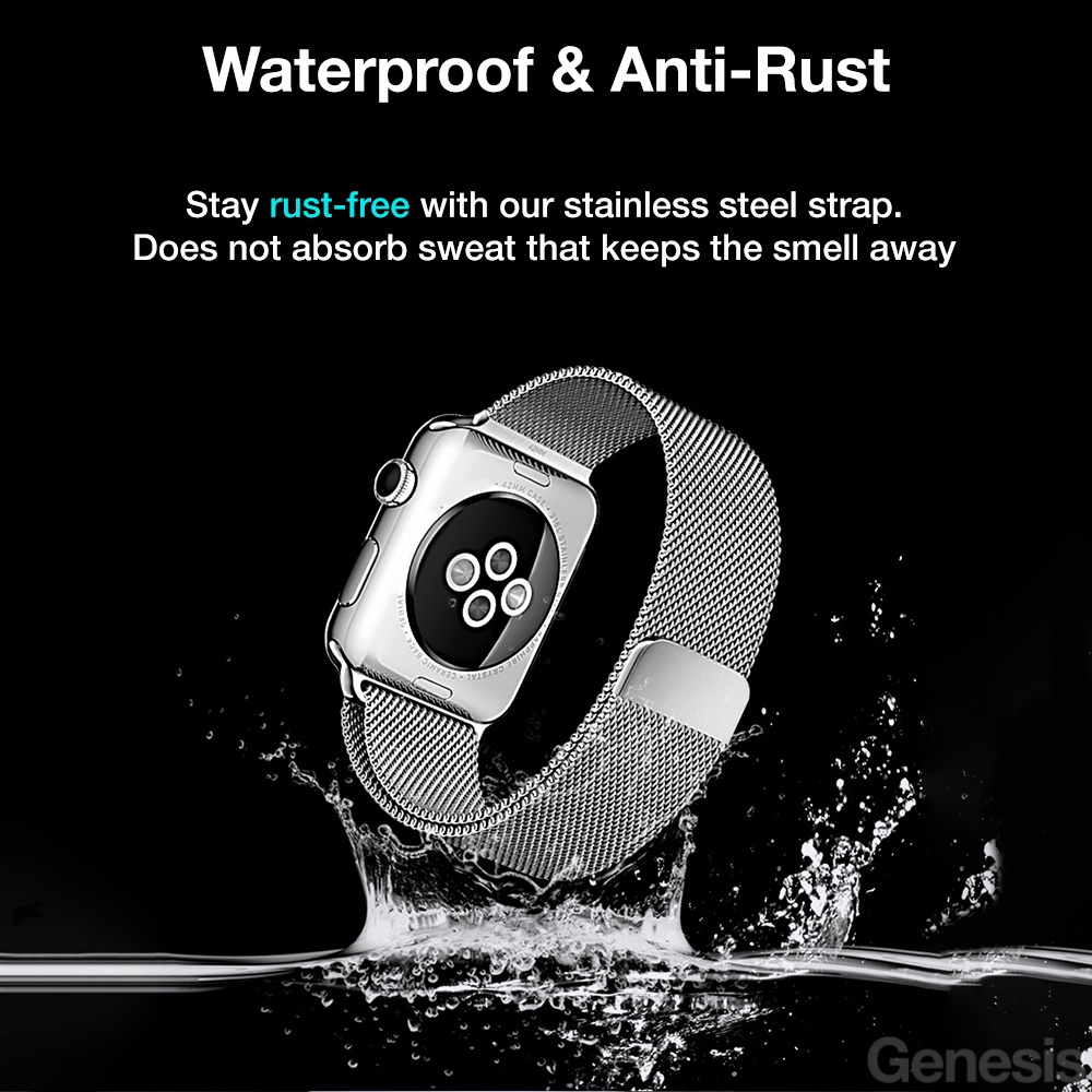 Genesis Dây Đeo Đồng Hồ Bằng Kim Loại Dành Cho apple watch series 9 8 ultra 7 se 6 5 4 3 49mm 45mm 44mm 41mm 40mm
