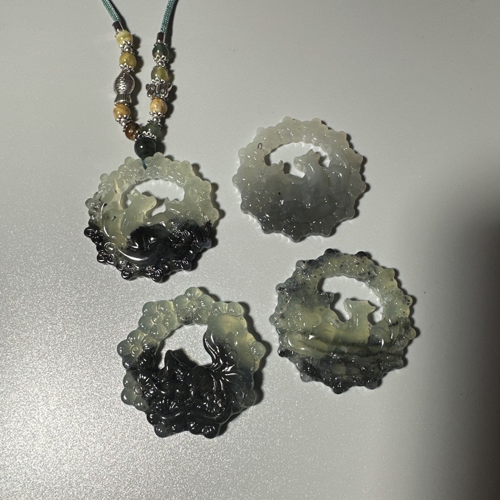 Xiuyu Dây Chuyền Mặt Hình Cáo Đá Ngọc Bích Tự Nhiên Tùy Chỉnh