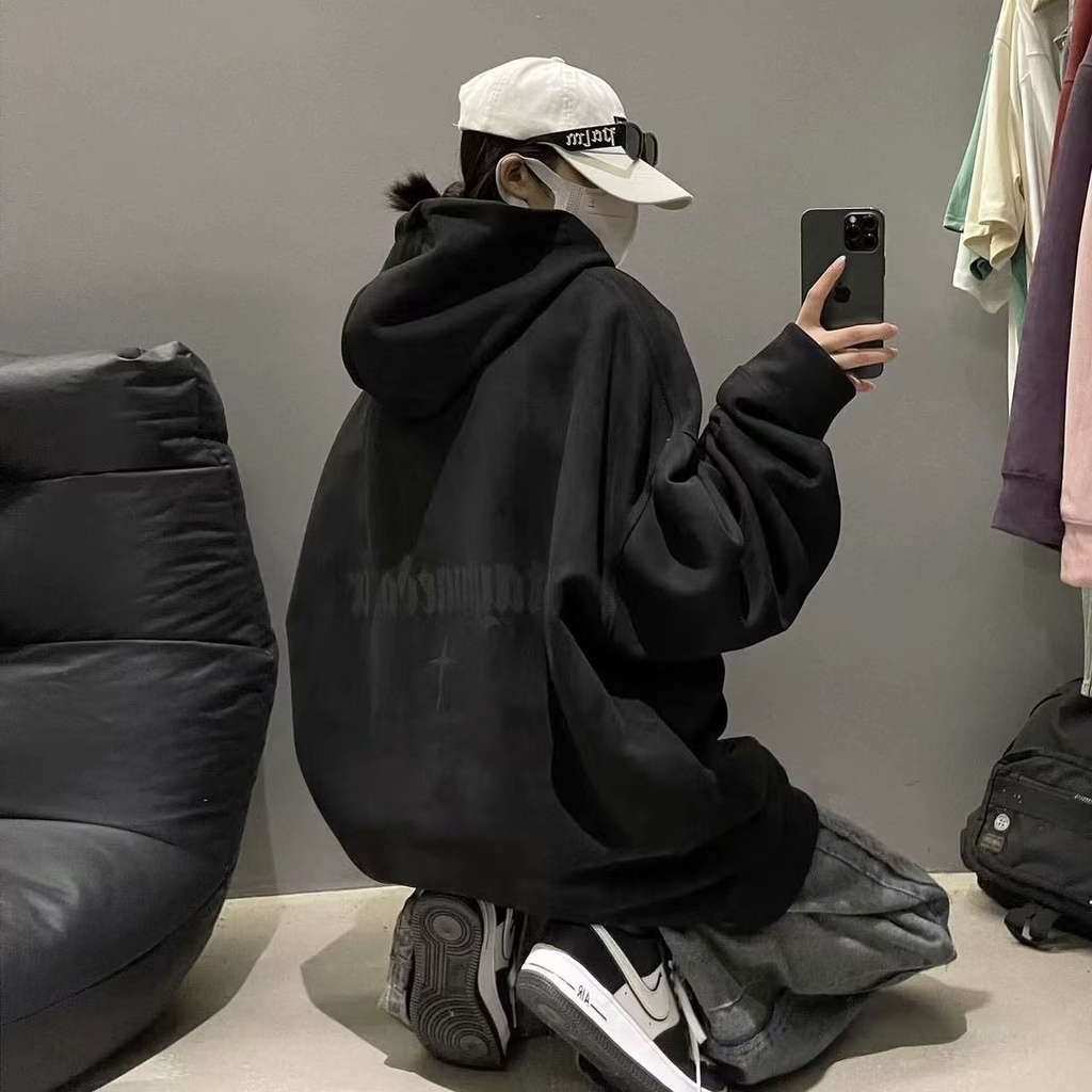 Áo Hoodie Dáng Rộng Phong Cách retro Đường Phố Mỹ Cá Tính Cho Nam