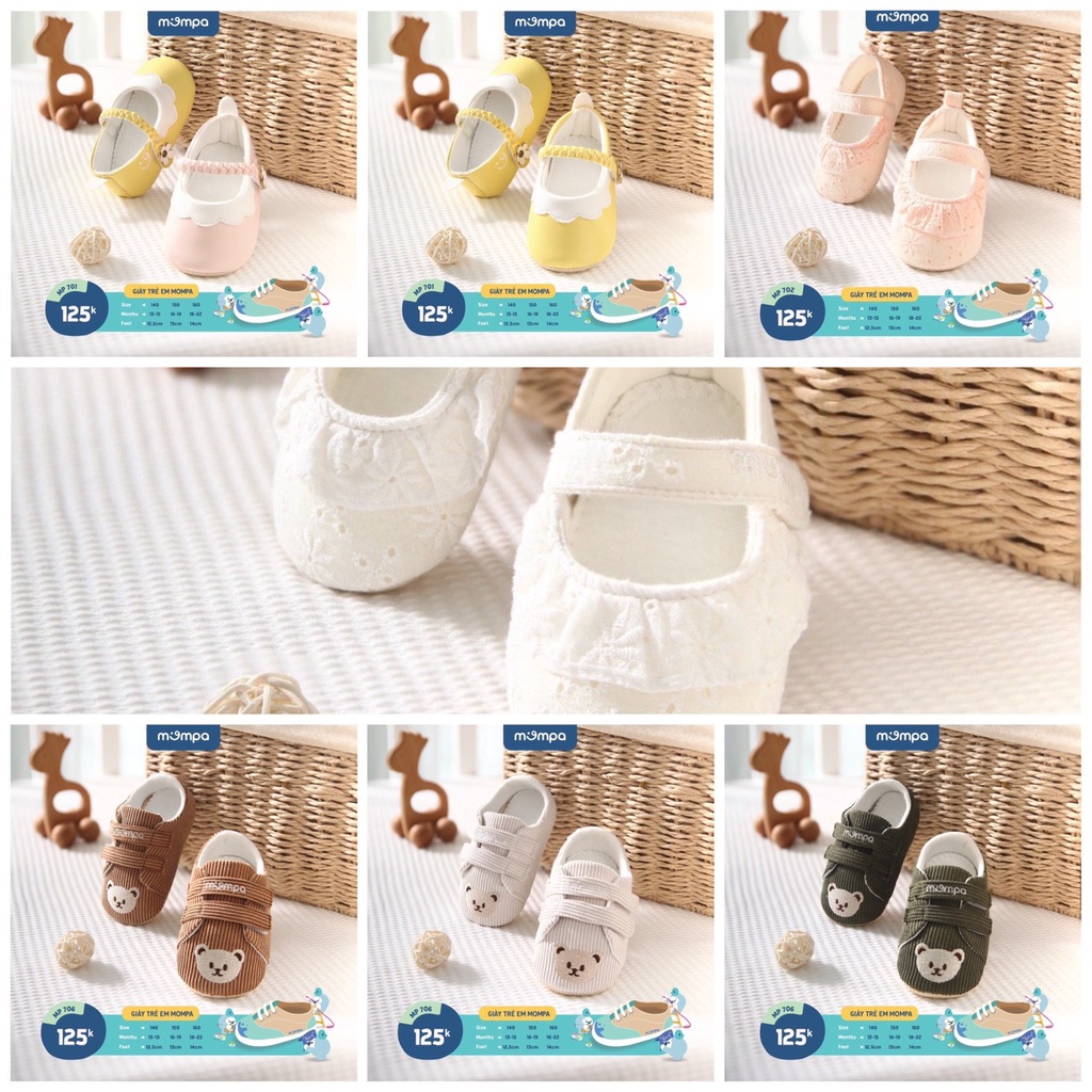 Giày Mompa đế cao su cho bé trai bé gái