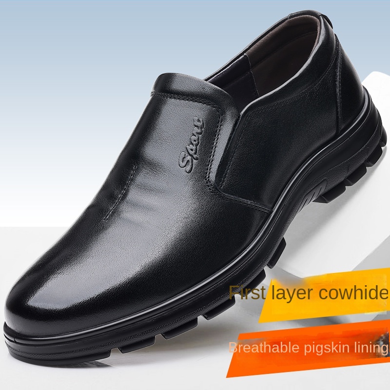 Giày Lười Da Thoáng Khí Thời Trang Cho Đàn Ông Trung Niên